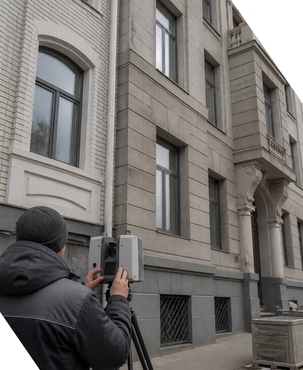 Лазерное сканирование фасадов зданий для обследования в Надыме